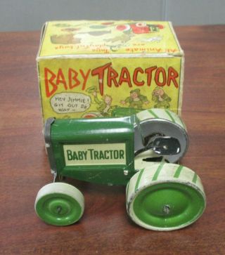 Vintage Animate Toy Tin Litho Baby Tractor Toy W/orig Box Not