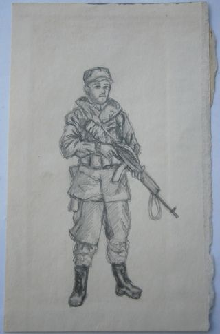 Soviet–afghan War 1979 - 1989 Kabul 1985 Pencil Draving Ussr Artist Image Paper