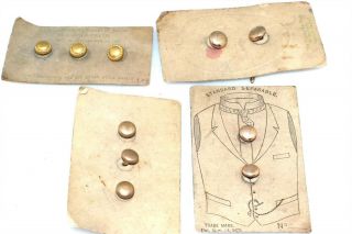 Antique Gold Filled Button Studs Still On Cards