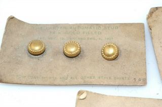 Antique Gold Filled Button Studs still on cards 2