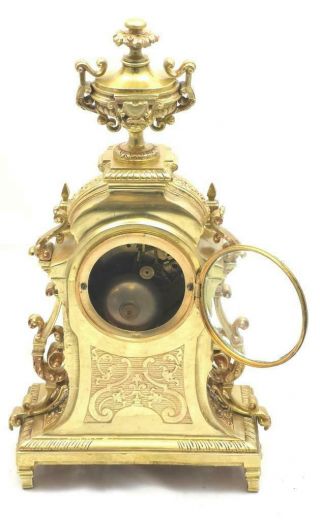Antique Mantle Clock French 1870’s Embossed Pierced Bronze Bell Striking 9