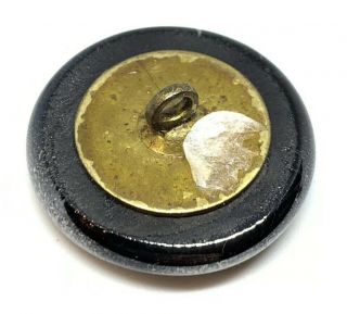 Victorian Bimini Adam And Eve Silver Luster Black Glass Button 24.  25mm Intaglio 2