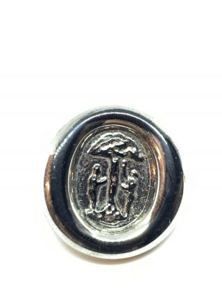 Victorian Bimini Adam And Eve Silver Luster Black Glass Button 24.  25mm Intaglio 4