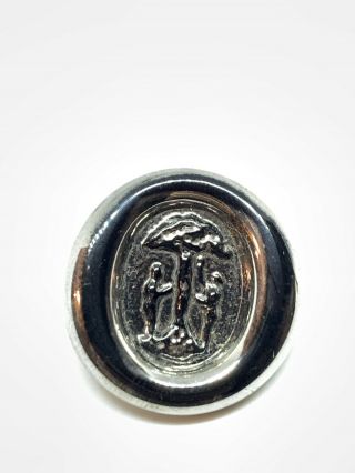 Victorian Bimini Adam And Eve Silver Luster Black Glass Button 24.  25mm Intaglio 5