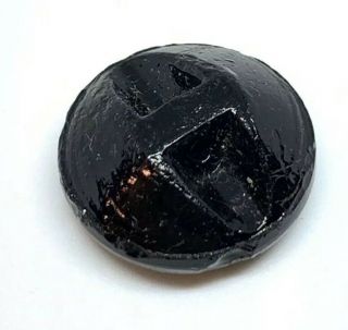 High Relief Black Jet Glass Victorian Acorn Button 16mm 2