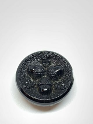 High Relief Black Jet Glass Victorian Acorn Button 16mm 3