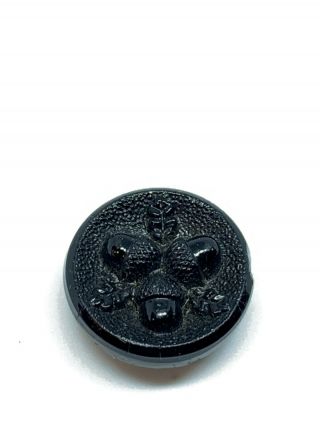 High Relief Black Jet Glass Victorian Acorn Button 16mm 5