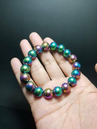 Rare Leklai Rainbow Bead Bracelet Lp Somporn Protect Wealth Thai Amulet 01