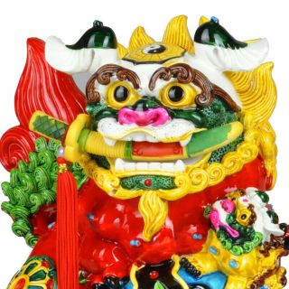 Feng Shui Pottery Porcelain Lion Statue Evil Guardian Door Fu Foo Dog AA 7