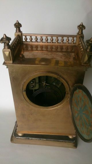 ANTIQUE BRASS GILT JAPY FRERES FRENCH MANTLE CLOCK C.  1880 12