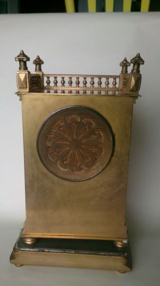 ANTIQUE BRASS GILT JAPY FRERES FRENCH MANTLE CLOCK C.  1880 4