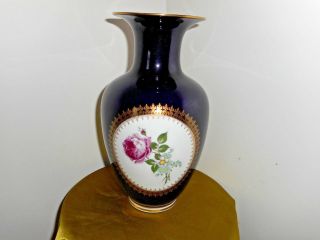Vintage East German Vase Cobalt Blue With Rose 10 Off
