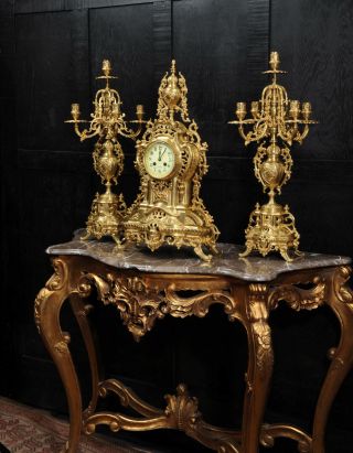 Large Antique French Gilt Bronze Clock Set by Louis Japy C1880. 5