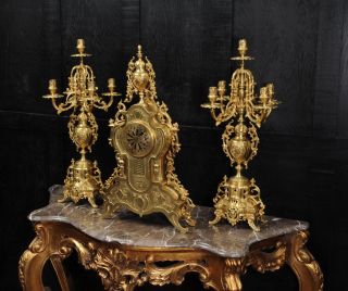 Large Antique French Gilt Bronze Clock Set by Louis Japy C1880. 6