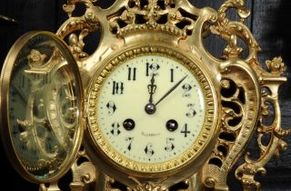 Large Antique French Gilt Bronze Clock Set by Louis Japy C1880. 9