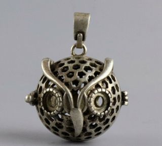 Collect China Old Tibet Silver Hand Carve Owl Delicate Hollow Out Decor Pendant