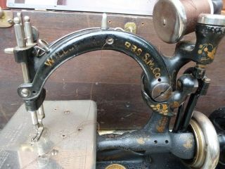 Antique Willcox & Gibbs Sewing Machine w/ Instructions and Pedal 6