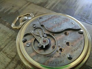Illinois 18s pocket watch / Bunn,  17 jewels Adjusted,  2 - tone movement 3
