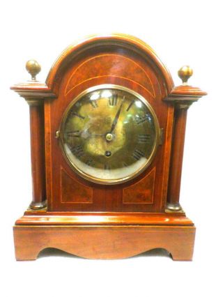 1885 English Fusee Bracket Clock With Full Column & Extensively Inlaid Case
