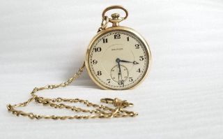 Vintage Hallmark Open Face Pocket Watch 17 Jewel (inscribed) Includes Chain