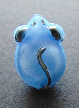 Sm Vintage Realistic Mouse Blue Moonglow Glass Button 329