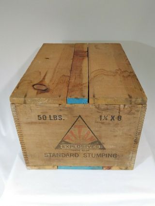 Antique Empty Titan Tnt Explosives Crate Wooden Wood Box Origional Top / Lid