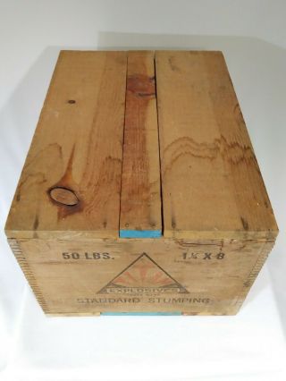 Antique Empty Titan TNT Explosives Crate Wooden Wood Box Origional Top / Lid 2