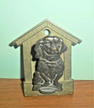 Antique Judd Usa Cast Iron Dachshund Dog Paper Clip Holder Exc.  Orig.  Cond.  Nr