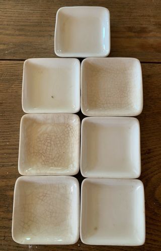 7 Vintage Antique White Porcelain Ironstone Butter Pats Maddock & Sons England