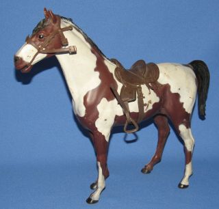 1960 ' s MARX JOHNNY WEST FIGURE WITH STORM CLOUD PINTO HORSE 2