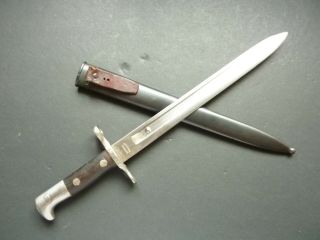 Swiss M.  1889 Knife Bayo With Scabbard W/rivet In Fuller