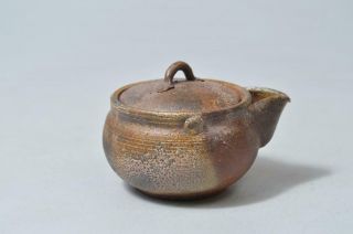 T3450: Japanese Bizen - Ware Youhen Pattern Tea Pot Houhin Kyusu Sencha