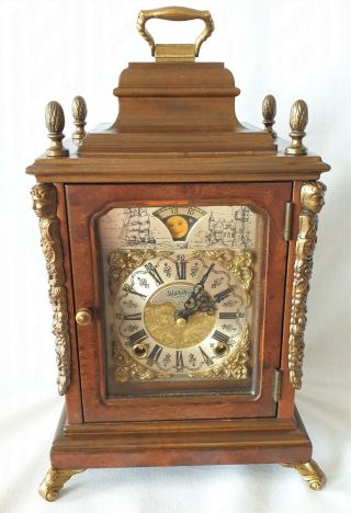 Warmink Mantel Clock Dutch Vintage Shelf Moon Dial Bell Strike Silent Option