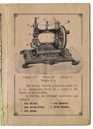 Antique Muller No.  12 toy sewing machine instruction book 2
