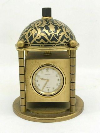 Rare Mathey Tissot Westher Station Swivel Desk Clock With Black Enamel Dome