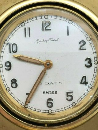 RARE Mathey Tissot Westher Station Swivel Desk Clock With Black Enamel Dome 2