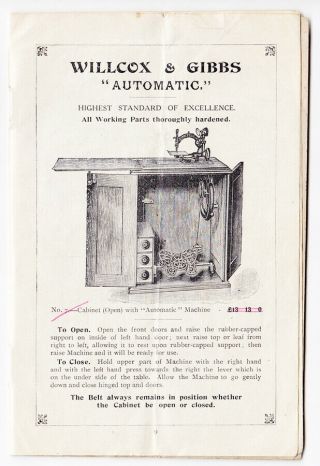Willcox & Gibbs antique sewing machine Price List 3