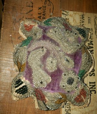 Vintage Antique Native American ? Fancy Beaded Velvet Sawdust Pin Cushion