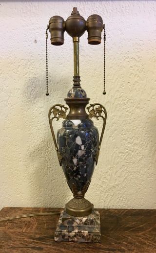Antique Ornate Table Lamp Black Marble With Gilt Bronze Mounts Urn - Shape
