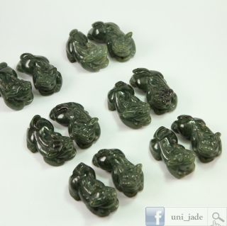 Pixiu Dark Green Jadeite Jade Pendant Display Natural Burma Untreated