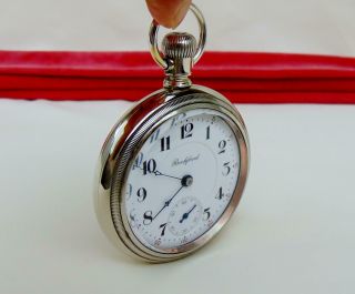 Antique 1887 ROCKFORD 15 JEWELS Pocket Watch in LIFT OUT CASE - 18s - RUNS 11