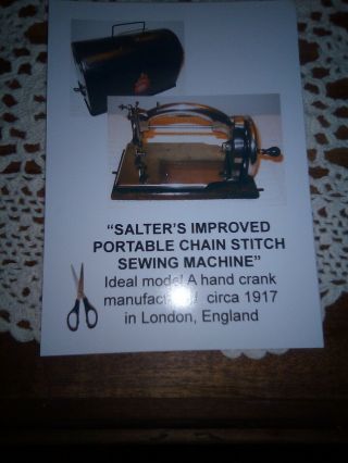 RARE ANTIQUE SALTER ' S IDEAL 1ST MODEL - MODEL A SMALL HAND CRANK SEWING MACHINE 3