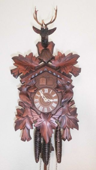 Musical Carillon Cuckoo Clock Black Forest Wall Clock Made In Germany 3 Wight