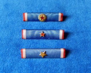 Yugoslavia.  Serbia.  Ribbon Bars For 3 Orders Of Yu - Flag.  Medal.  Orden