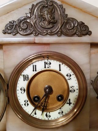 19th Century French White Onyx Mantel Clock. 2