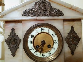 19th Century French White Onyx Mantel Clock. 4