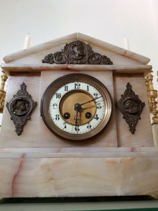 19th Century French White Onyx Mantel Clock. 5