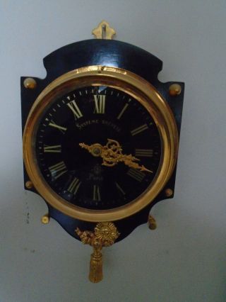 Antique French Ebonised Wood & Gilt Brass Eugene Farcot Wall Clock In Gwo