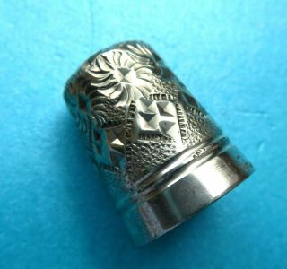 Antique Quality Metal Sewing Thimble,  Hand Stamped Design.  By Charles Illes