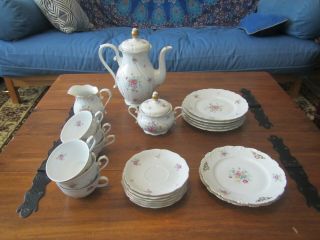 Antique German Bavarian Porcelain Coffee/ Tea Set.  Mid 1940s.